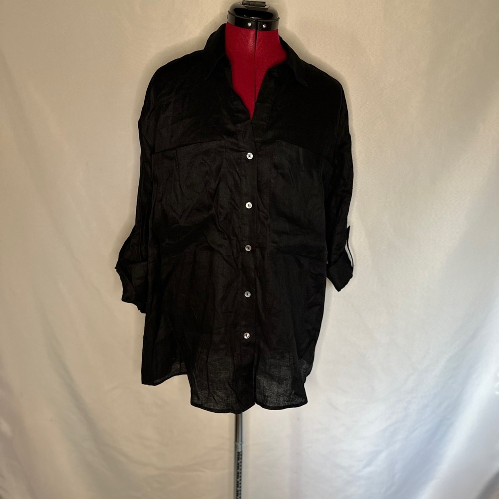 Magaschoni Black Button Down Shirt